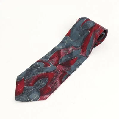 Corbata de cuello de seda Fierte s.r.l acero azul y rojo arte abstracto para hombre Foto 1 de 4