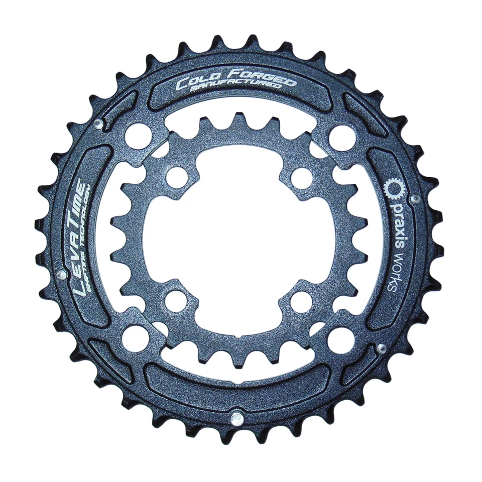 New* Praxis Levatime Cold Forged 36/22 MTB Chainring Set 104/64 BCD 2 x Black - Image 1 of 1