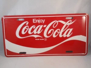 VINTAGE EMBOSSED ALUMINUM COLLECTIBLE LICENSE PLATE - ENJOY COCA-COLA - - Picture 1 of 3