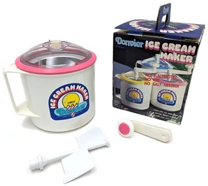 Donvier Chillfast Ice Cream Maker Pink Rim 2 Pints/1 Quart Vintage Japan 4448881 - Picture 1 of 22