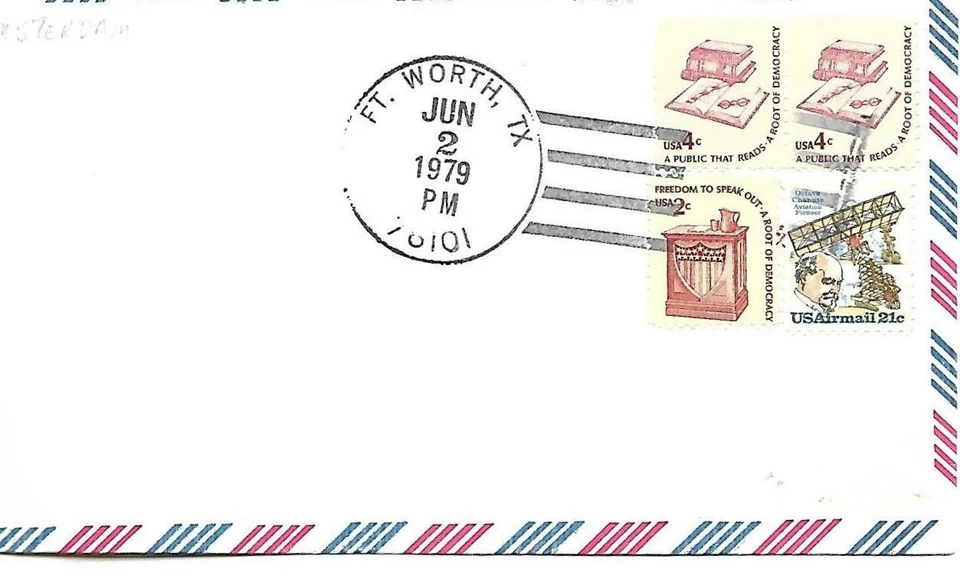 FFUS Braniff Airlines Fort Worth TX - Brussels Belgium  June 2 1979 AAMC#BN-F59 - Image 1 of 1