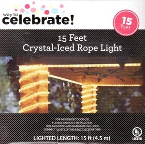 Way to Celebrate! 15 feet Crystal-Iced Rope String Lights, Clear (64-490) - Picture 1 of 7