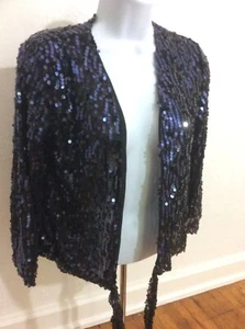 Damen Travelers Collection By Chico's Black Ginger Jacke Pailletten Größe 00 Neu mit Etikett! - Bild 1 von 8