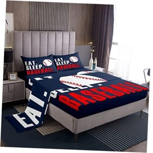 Baseball Bedding Set 3D Ball Sports Sheet Set for Boys Girls Queen Multi 84 - Picture 1 of 7