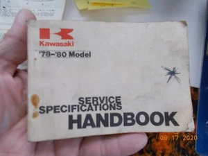 Kawasaki Motorcycle 99926-1004-01 78-80 Model Service Specifications Handbook - Imagen 1 de 5