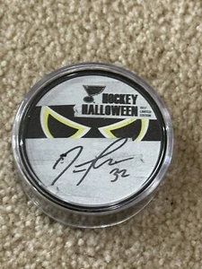 Tage Thompson St Louis Blues For Kids Fund 2017 Happy Halloween Puck Autographed - Picture 1 of 2