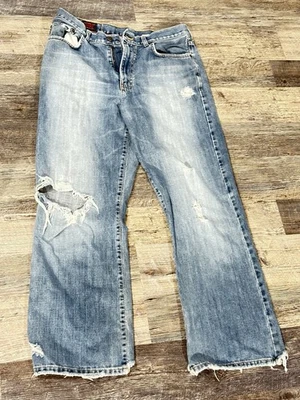 Pantalones de mezclilla de colección Y2K Abercrombie & Fitch para hombre TALLA 32x30 corte bota rasgado índigo Foto 1 de 4