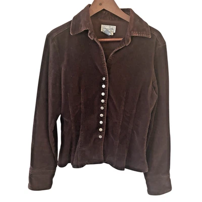 Vintage Y2k Live a Little Women Corduroy Jacket Chocolate Brown SZ Small Preppy - Image 1 of 4