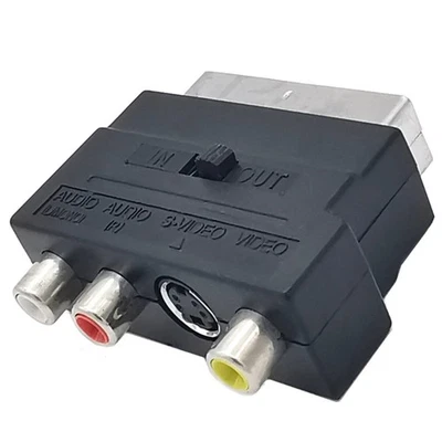21PIN SCART to 3RCA Female Adapter with On/Off Button for Video Recorder Connect - Image 1 of 4