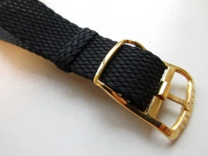 Eulit Black Perlon Mesh 14 MM Vintage Germany Uhrenarmband Strap 70er Jahre N.O.S. G - Bild 1 von 4