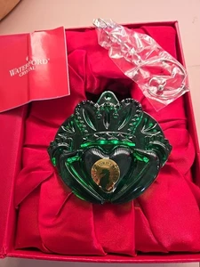 Waterford Crystal Green Claddagh Ornament with Enhancer IN BOX! UNUSED! - Picture 1 of 5
