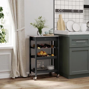 Room Essential Portable Stainless Steel Top Kitchen Cart w/ Storage Drawer - Picture 1 of 11