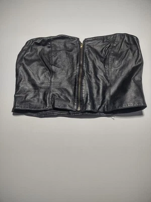 Vintage Avon Fashions Women's Fully Lined Black Leather Bustier - Size 17/18 - Image 1 of 3