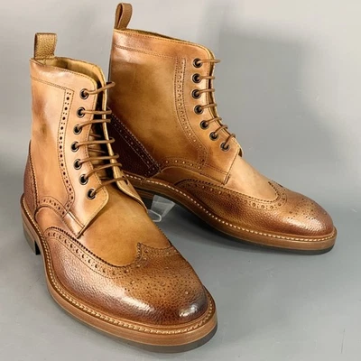 Botas con cordones PAUL SMITH talla 8 marrón tostado cuero antiguo punta de ala Foto 1 de 4