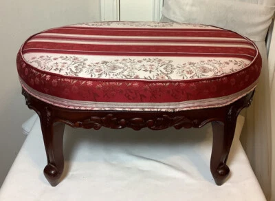 Vintage Chinese Wood Carved Oval Foot Stool 21.5”L X 16.5”W  X 11”H - Image 1 of 4