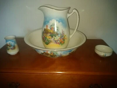 Reduced In Price Antique Wash Jug And Bowl Falcon ware genuine Antique 1900s - Image 1 of 4