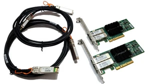 10G Netzwerk Kit 2x Mellanox CX312B ConnectX-3 Pro Dual Port 10Gb SFP 2x3m Kabel - Bild 1 von 4