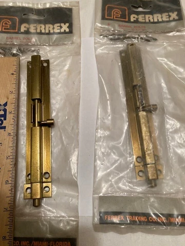 SOLID BRASS 6" LONG X 1  1/8" WIDE SLIDE BOLTS( 2) / NEW W/SCREWS - FREE SHIP Cover