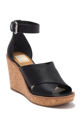  Женские босоножки Dolce Vita Unbane черные кожаные на танкетке размер 8 совершенно новые - Изображение 1 из 4