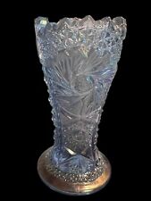 Carnival Glass LE SMITH Glass WHIRLING STAR Pedestal Vase ICE BLUE 6” FREE SHIP