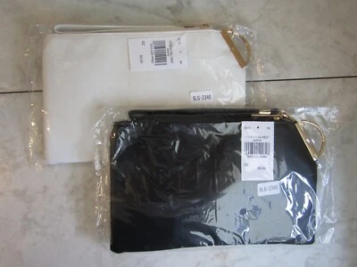 Nuevo con etiquetas Cartera/Bolsas de Maquillaje Blanco y Negro Cremallera Superior Vinilo Lote de 2 Foto 1 de 2