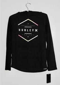 NWT Hurley Boy's Black Heather LS Belmont Logo Moisture Wicking Hoodie sz M - Picture 1 of 13
