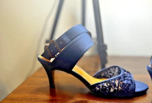 J. Renee Soncino Blue Suede Strappy Heel Sz 7.5M - Picture 1 of 9