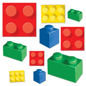Building Block Bricks Party Supplies Cutouts 20 pack Birthday Decorations - Picture 1 of 1