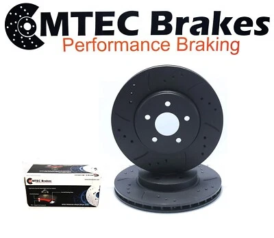 FORD FIESTA MK8 1.5 ST 200bhp 18- FRONT BRAKE DISCS BLACK DRILLED GROOVED & PADS - Image 1 of 4