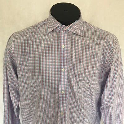 Camisa de Vestir Hugo Boss Lng Slv Botón Frontal PARA HOMBRES 16.4 34/35 Azul Rosa Cuadros Foto 1 de 4