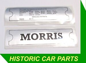 Stick On Engine NAME & PATENT PLATE DECALS FOR Morris MARINA 1300 1800 1971-80