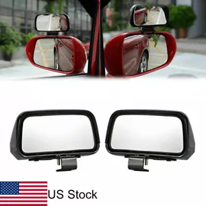 2x ABS Rectangle Shape Mirror 360° Angle Adjustable Wide Rear View Blind Spot - Picture 1 of 10