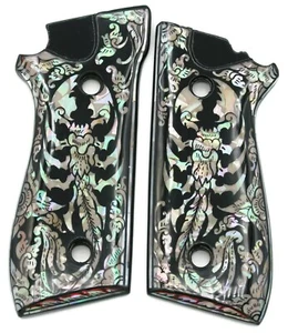 NEW TAURUS PT 92 99 101 917 DECOCKER GRIPS FULL SIZE BLACK SCORPION ART PEARL  - Picture 1 of 12