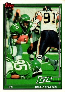 1991 Topps Football Card #474 Brad Baxter - New York Jets  - Picture 1 of 2