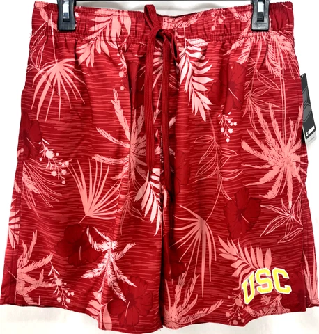 NEW USC Trojans Colosseum Red Hawaiian Print Swim Trunks Shorts Mens L Cover