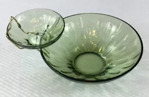 Vintage Nocciola Originale A3352 Avocado Lylic 3 Pezzi Vetro Chip N Dip Set - Foto 1 di 8