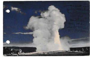 Postal Old Faithful Geyser, Parque Nacional de Yellowstone, 1947 Union Pacific - Imagen 1 de 2