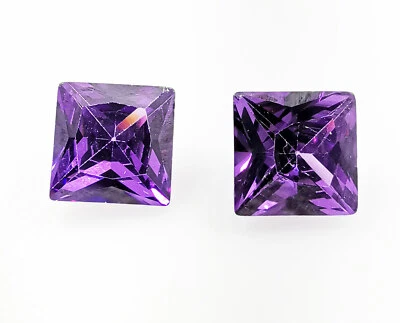 12.20 Ct Pair violet Zircon Princess Cut Loose Gemstones 9.00x8.95x4.65 MM - Image 1 of 4