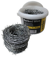 Barbed Wire 15M 30M 50M x 1.7mm Galvanised Steel Livestock Field Fence Security