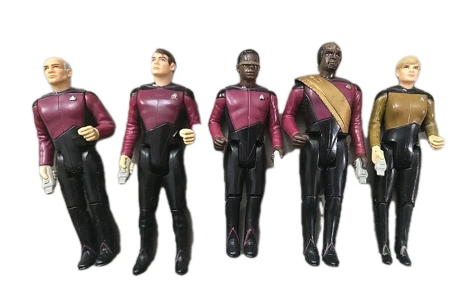 Figuras Galoob Toys 1988 Star Trek TNG 3,75" - Enterprise-D Crew Set de 5 Foto 1 de 4