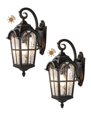 EDISHINE Dusk to Dawn Outdoor Wall Light, Black Outside Wall Sconce, 2 Pack - Image 1 of 4