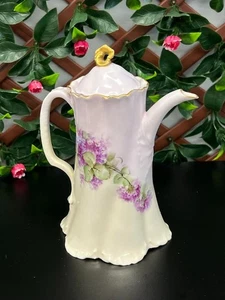 Haviland French Tea Pot Gold Gilt Flowers Violets Limoges Antique Vtg Porcelain - Picture 1 of 7