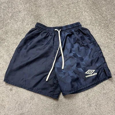 Vintage Umbro Navy Blue Soccer Athletic Shorts Checkered Youth Medium USA - Image 1 of 4