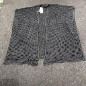 EILEEN FISHER Organic Linen Délavé Long Cardigan Women's Size 1X Black - Picture 1 of 8