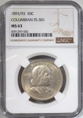 1893/93 Columbian Exposition Commemorative Half Dollar FS-301, NGC graded MS 63 - Image 1 of 4