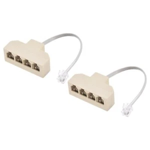 Phone Jack Splitter 6P4C 4 Way Socket w Telephone Extension Cord 2 Pack - Zdjęcie 1 z 5