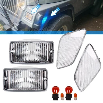 For Jeep Wrangler TJ 1997-2006 New Clear Bumper Signal Fender Side Marker Lights - Image 1 of 4
