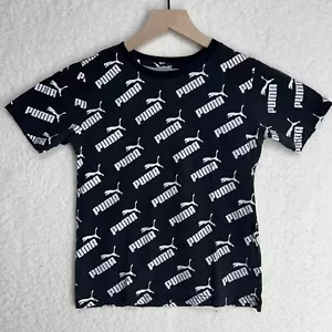 Puma youth size 8 unisex T-Shirt Black White - Picture 1 of 7