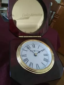 HOWARD MILLER Cherry Wood DESK CLOCK Works Fine Tested . - Picture 1 of 12