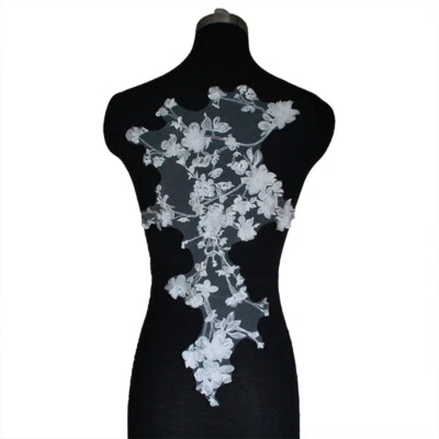 Flower Embroidered Beads Patches Clothing Wedding Dress DIY Sewing Decor Craft - Image 1 of 4